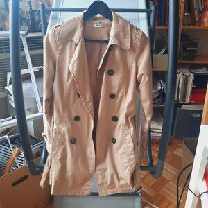 beige tan trench coat with belt, size S EUR 34 US 4, pimkie